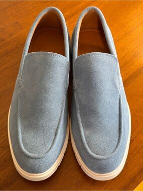 Nordstrom Men's Blue Suede Slip-On Loafers Ortholite Sneaker 9.5M NWOB